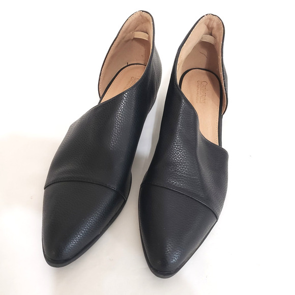 Catharine Malandrino SIZE 10 Flats Zwan Shoes D’Orsay Black Pointed Open Side - Picture 10 of 15